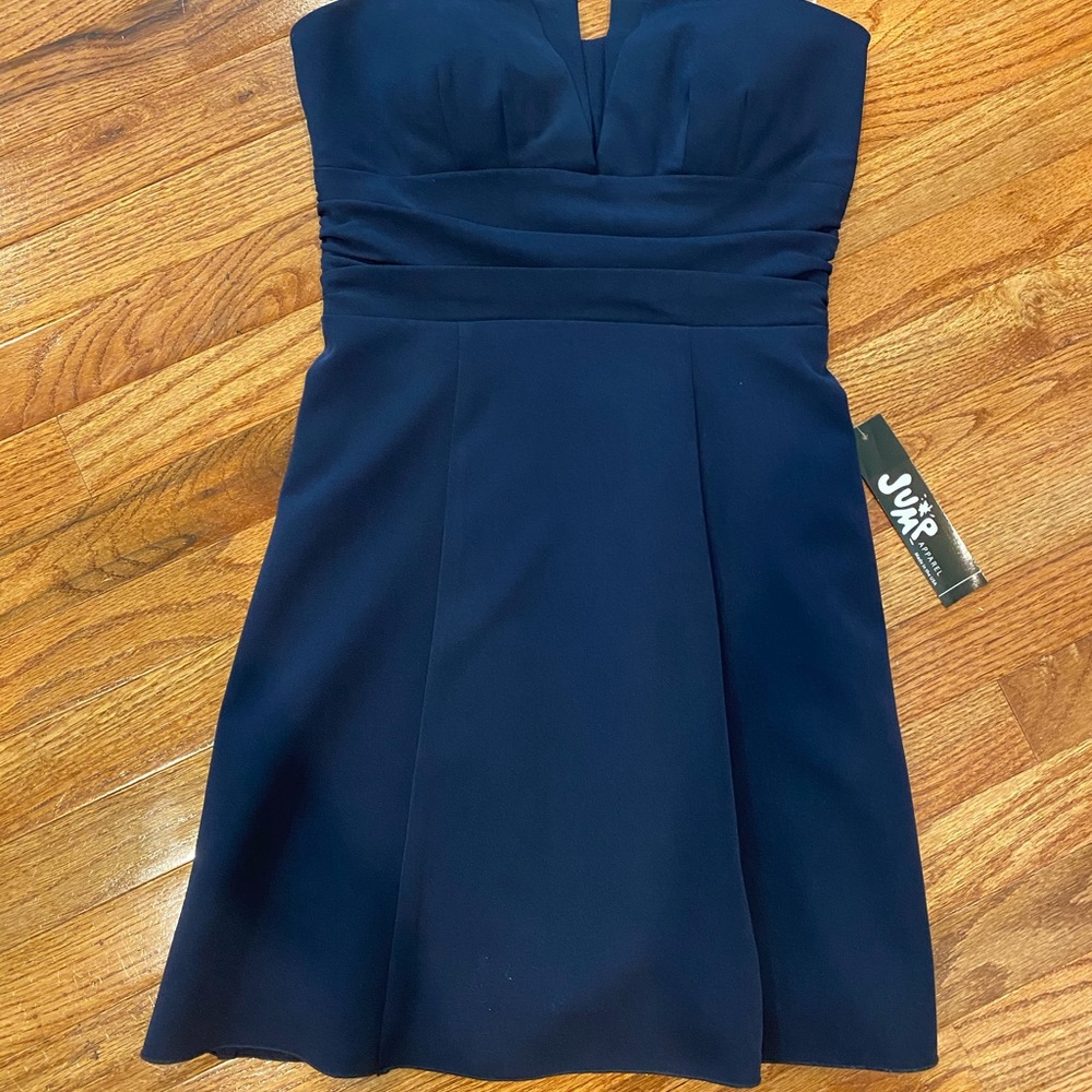 Navy Blue Strapless Skater Dress